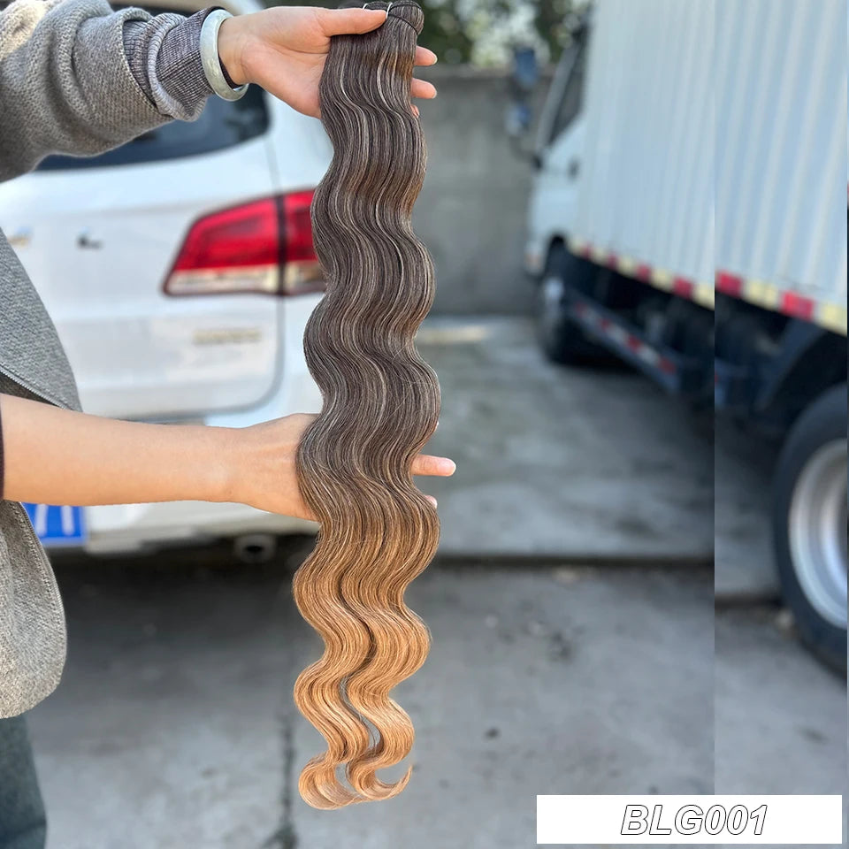 Magicae 30Inches 200G Piano Blonde SP12/16/613 Ombre Brown 6# Body Wave Bundles High Temperature Synthetic Hair Extensions