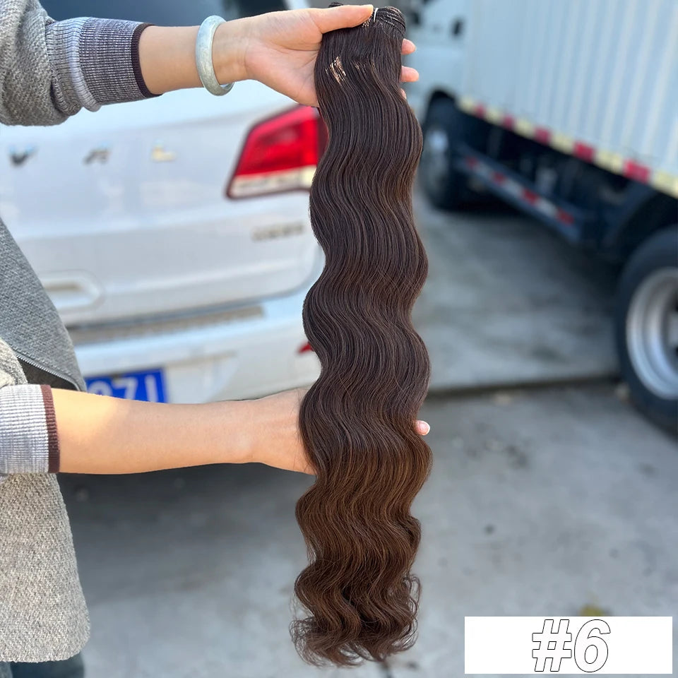 Magicae 30Inches 200G Piano Blonde SP12/16/613 Ombre Brown 6# Body Wave Bundles High Temperature Synthetic Hair Extensions