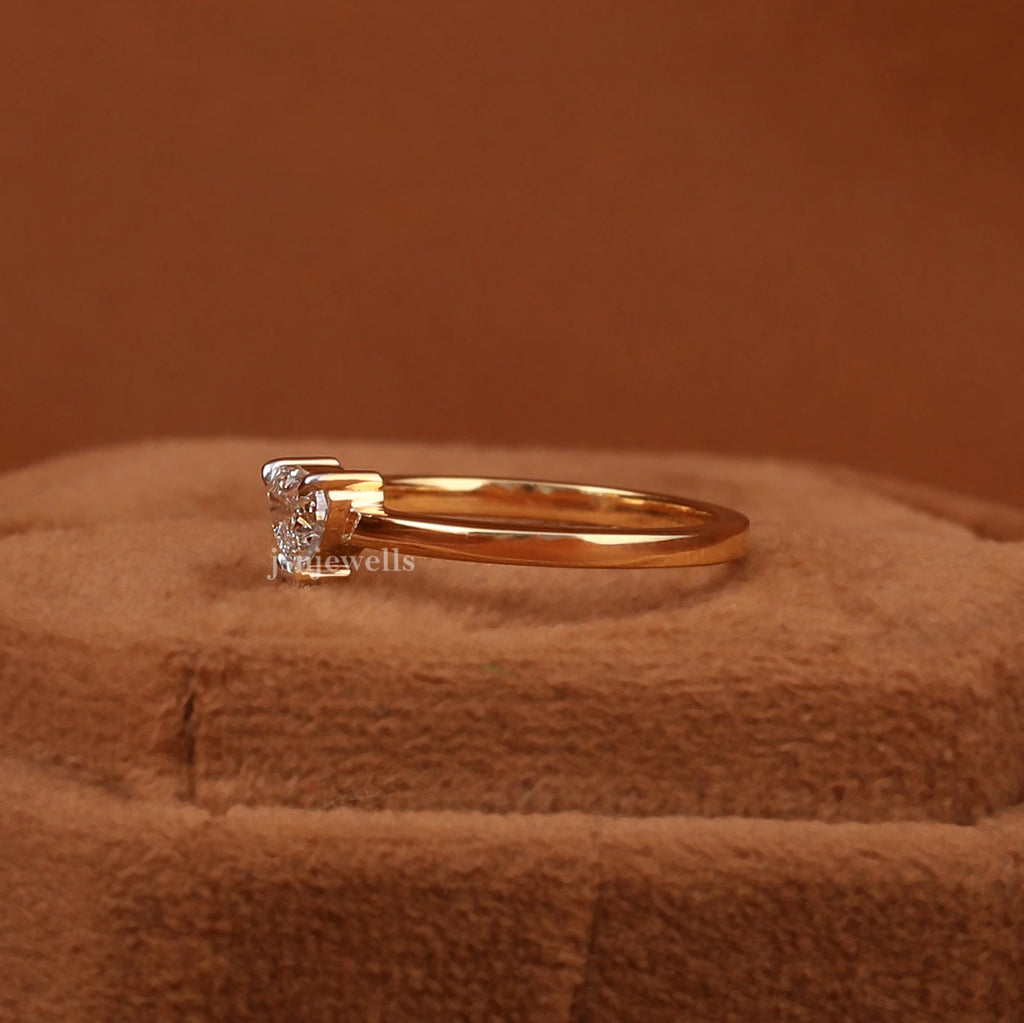 0.5 CT Heart Cut Engagement Ring in 14KT Yellow Gold Bezel Setting Classic Style with IGI Certified Lab Grown Diamond Unisex