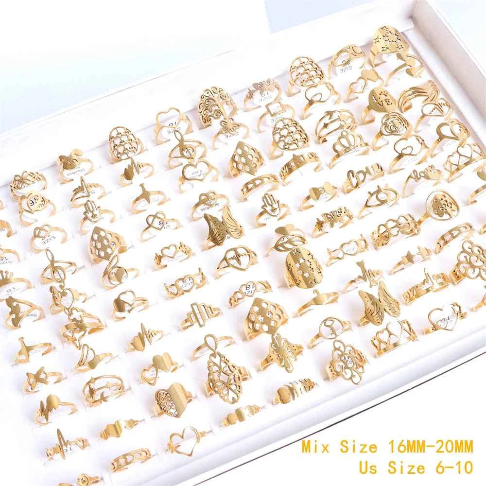 10/20 Pcs/Lot Fashion Multi Style Stainless Steel Jewelry Rings Zircon Crystal Spinner 5 Colors Punk Spikes For Womens Mens Gift