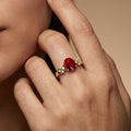 18k Solid Gold July Birthstone Lab Grown Ruby Gemstone Halo Solitaire Rings Real IGI Certified White Diamonds With Lab Ruby Ring