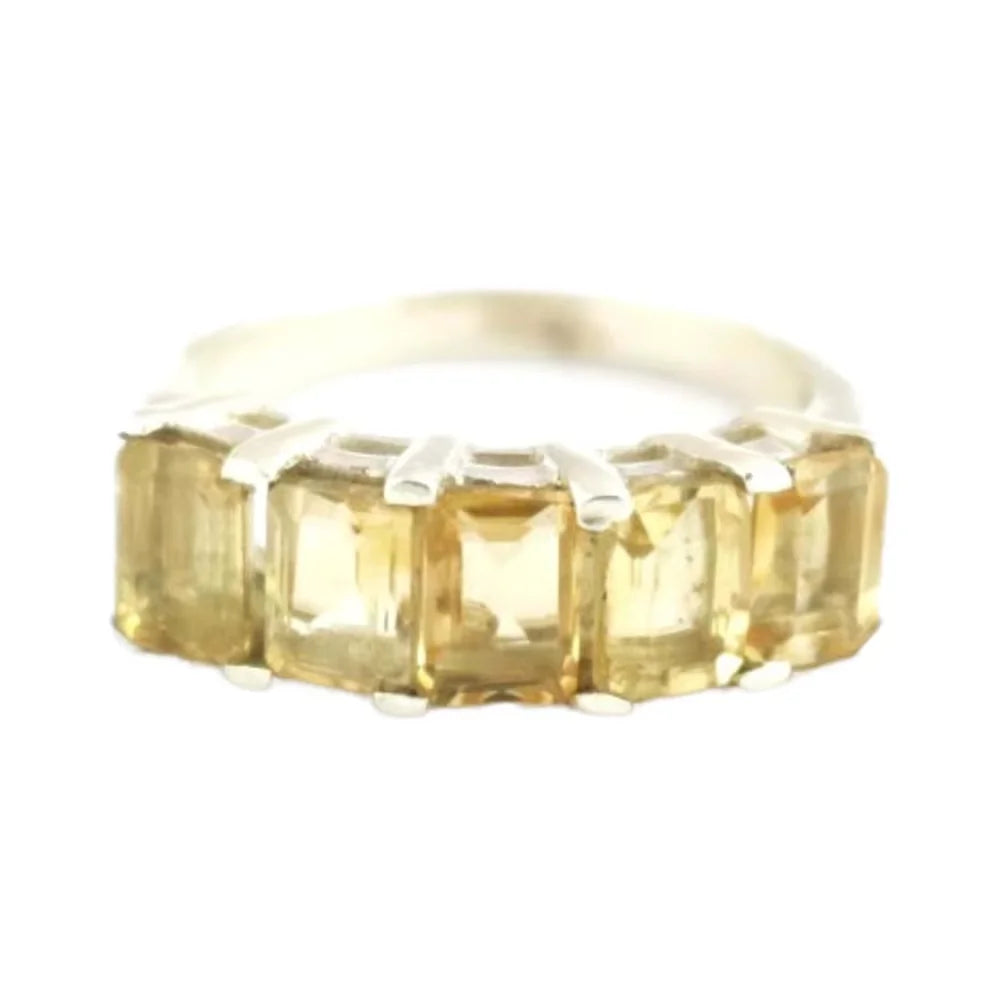 Natural Citrine Octagon Prong Set 925 Sterling Silver Handmade Chunky November Birthstone Ring