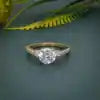 Antique Style IGI Certified VVS Lab Grown Diamond Gold Plated 925 Silver Pave Set Three Stone Engagement Ring For Women Gifts