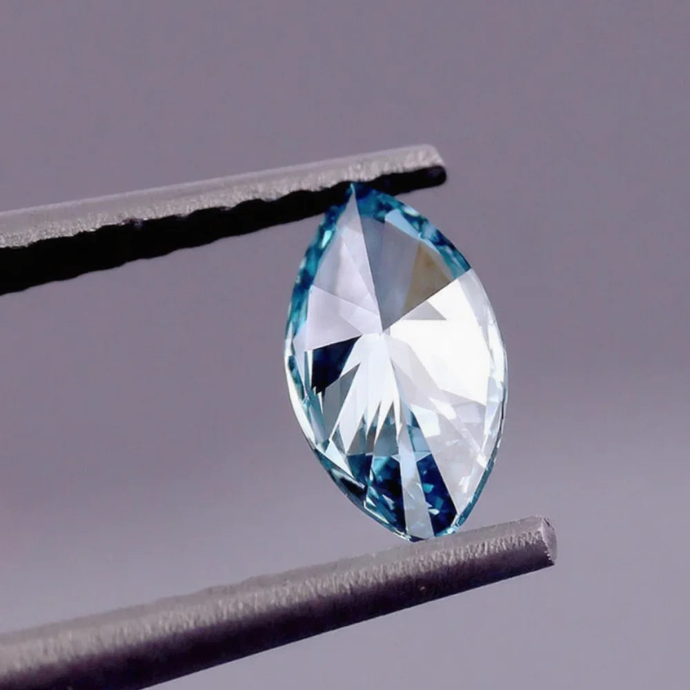 3ct Fancy Vivid Blue Marquise Shape CVD/HPHT Lab Grown Diamond VS Clarity IGI Certified Excellent Cut 10 Moh's Loose Diamond