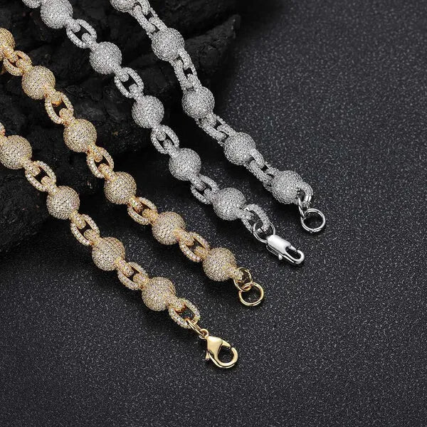 10.5mm Ball Chain Moissanite S925 For Women Men Iced Out Chain Hip Hop Jewelry Pass Diamonds Tester With GRA Free Shipping
