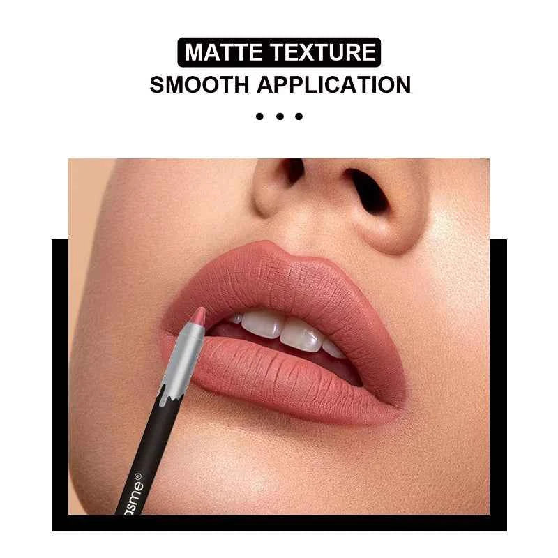 12 color matte lip liner set, lipstick pen in 12 colors, gift set, durable lip makeup