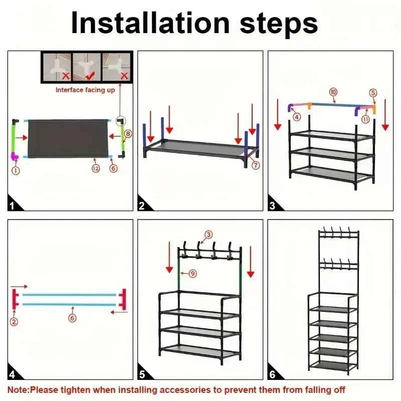 5-Level Metal Shoe Rack Tool-Free Setup Straightforward Design Multi-Purpose Shoes Boots And Sundries in Living Room Hallway