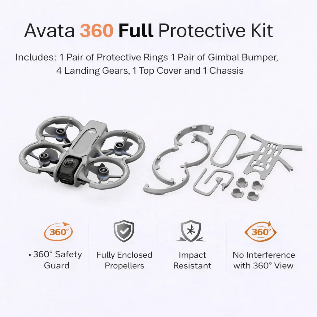 DJI Avata 360 Lightweight Full Protection Kit No Vision Blocking, No Panoramic Interference, Super Snug Fit, ABS 360° Armor