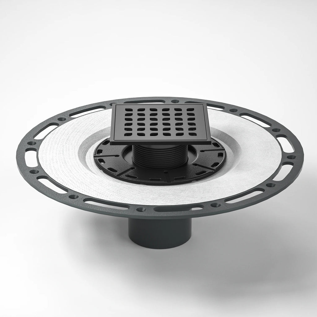 Dropshipping Available Modern 6x6 Inch Black Stainless Steel Square Floor Drain Rectangle Design Plastic Base for Bathroom Use