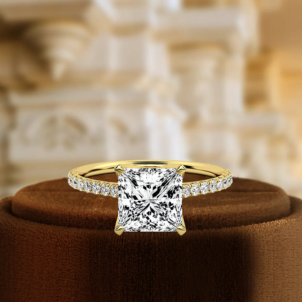 Customizable 14K Solid Gold Classic Engagement Ring IGI Certified Fine Jewelry Princess Cut 3ct Bar Setting Women's Bridal