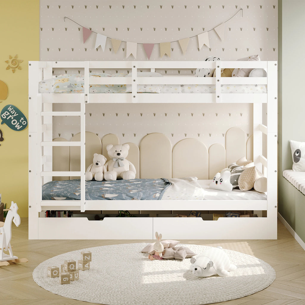 Rosahqnda children's high bed 90x200 cm 140x200 cm, children's bed with crash protection, stair, storage space, bunk bed, solid wood