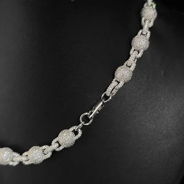 10.5mm Ball Chain Moissanite S925 For Women Men Iced Out Chain Hip Hop Jewelry Pass Diamonds Tester With GRA Free Shipping