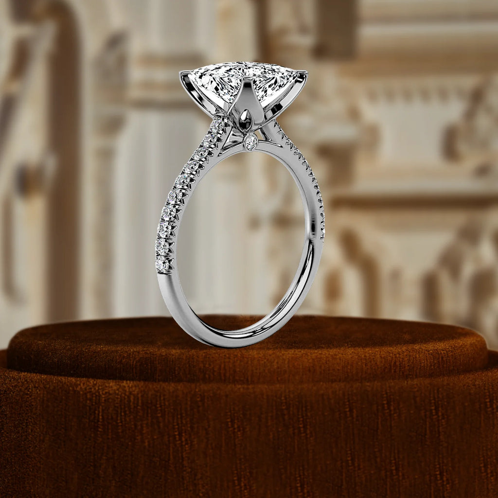 Customizable 14K Solid Gold Classic Engagement Ring IGI Certified Fine Jewelry Princess Cut 3ct Bar Setting Women's Bridal