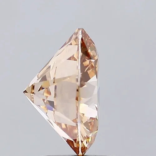 MODIFIED BRILLIANT 3.01CARATS FANCY Round LIGHT ORANGY BROWN COLOR VS2 LAB GROWN IGI CERTIFIED 604395693 Brilliant Cut Diamonds