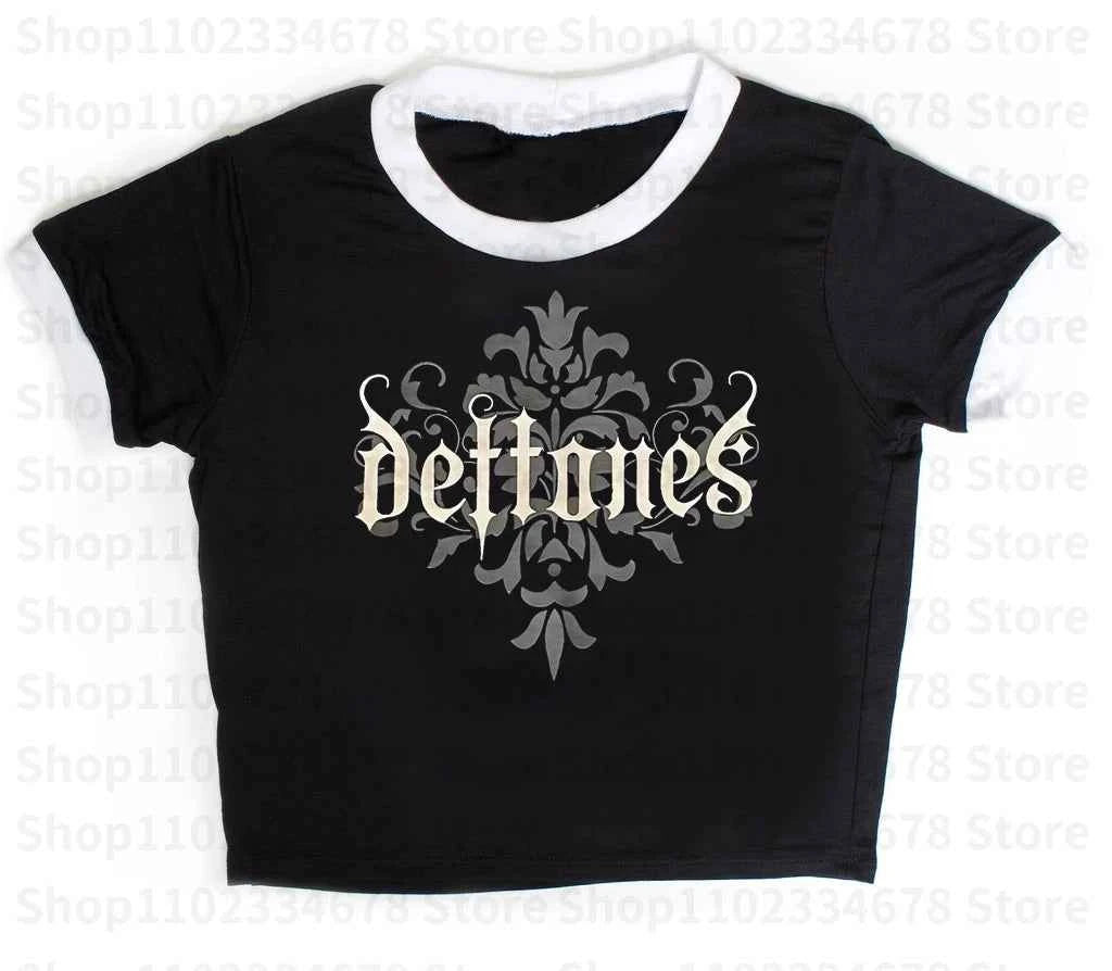 Vintage  Aesthetic Streetwear Gothic Harajuku Graphic T-shirt Crop Tops Women 2000s Tops Y2k Style Clothes Emo Girls Baby Tees
