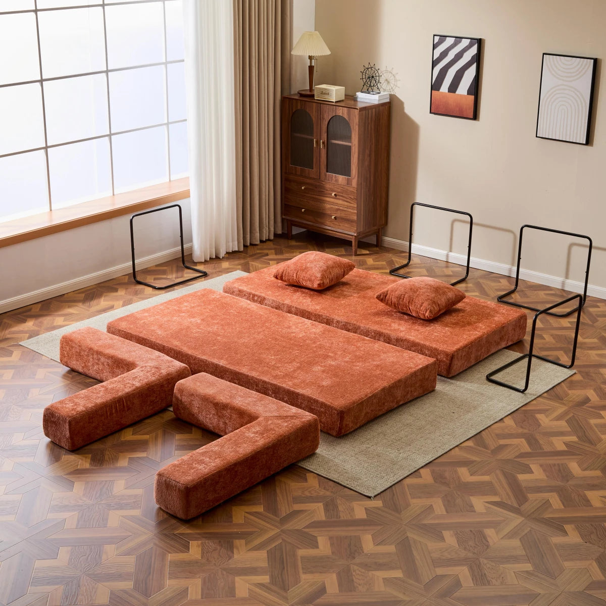 US Warehouse Modular Sofa Foldable Sofa Bed Small Apartment Fast Delivery Lightweight Modern Design
