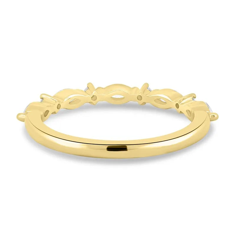 Handmade 14K Gold Marquise And Round Cut Lab Grown Diamond Minimalist Ring Birthdays Fine Party Gift Jewelry For Partner