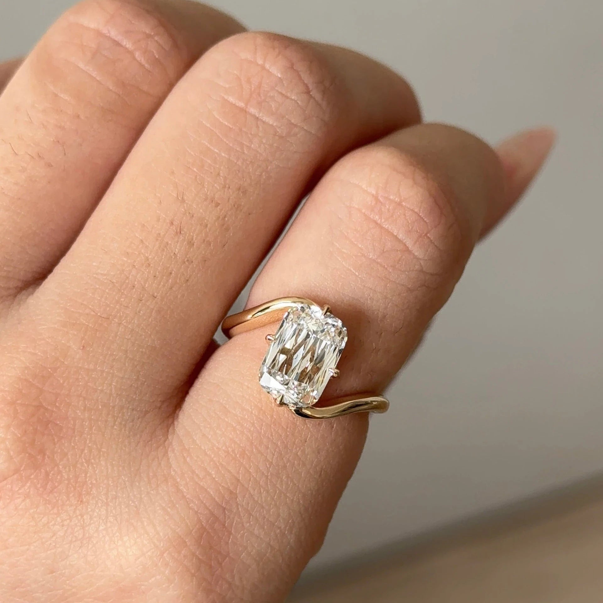 2CT Ashoka Cut Lab Grown Diamond 10K Solid Gold Criss Cut Bypass Engagement Ring Gold Plated Luxury
