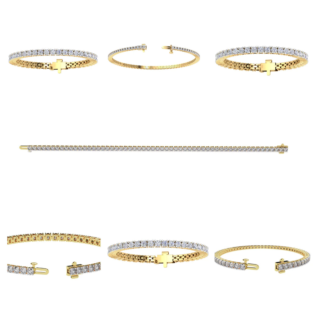 Women's 12.3Ct VS Clarity Lab Grown Diamonds Trendy EF Color Bracelet with Versatile 14K Gold Bangles