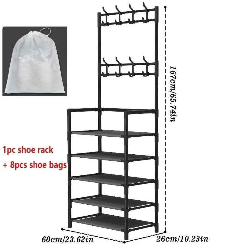 5-Level Metal Shoe Rack Tool-Free Setup Straightforward Design Multi-Purpose Shoes Boots And Sundries in Living Room Hallway