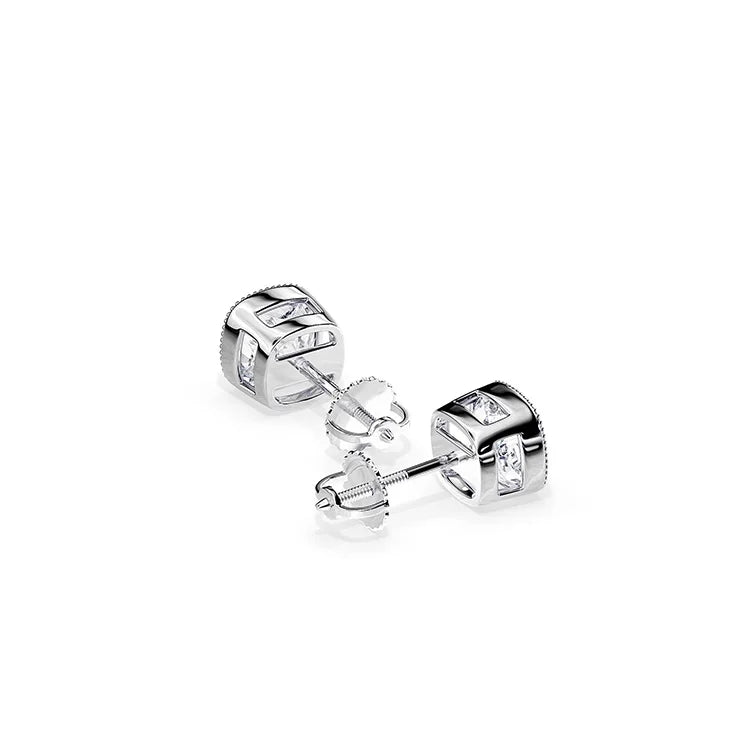 Solitaire Cushion Cut Moissanite Diamond Charm Stud Earring 925 Silver Stud Antique Woman Jewelry Gift For Birthdays