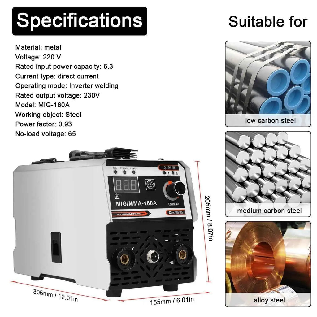 2-In-1 Multifunctional MIG MMA/MAG TIG-160C Welding Machine IGBT invert Welder Automatic Wire Feeding Electric Arc Welder