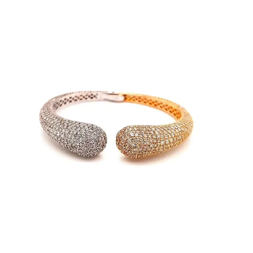 Luxury 925 Sterling Silver 2 Tone Bracelet with CVD Lab Grown Diamonds Yellow Gold White Gold Finish