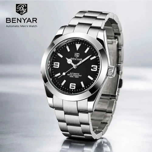 BENYAR Luxury Men Mechanical Wristwatches Stainless Steel Sports Men Automatic Watches 50ATM waterproof Clock