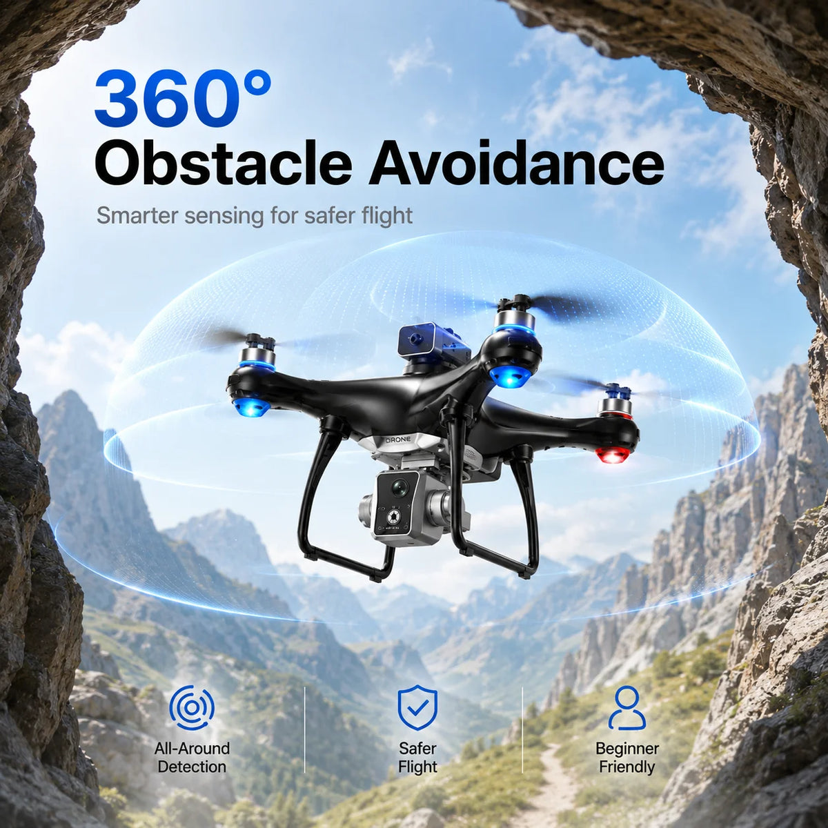 4K Dual Camera RC Drone With Screen Remote & Obstacle Avoidance