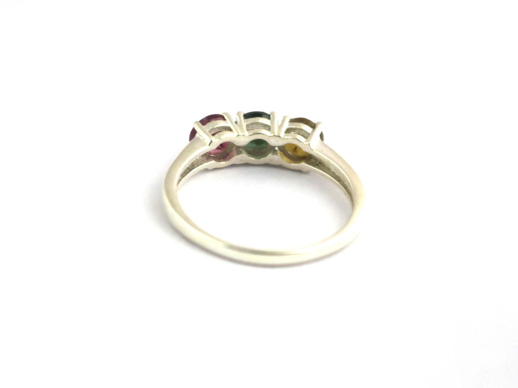 Multi Tourmaline Gemstone 925 Sterling Silver Handmade Stackable Engagement Ring For Women