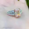 Exquisite 6.22 Ct Carat Emerald Cut Lab-grown Intense Pink Micro Pave Set Diamonds Engagement Ring 14k White Rose Gold IGI