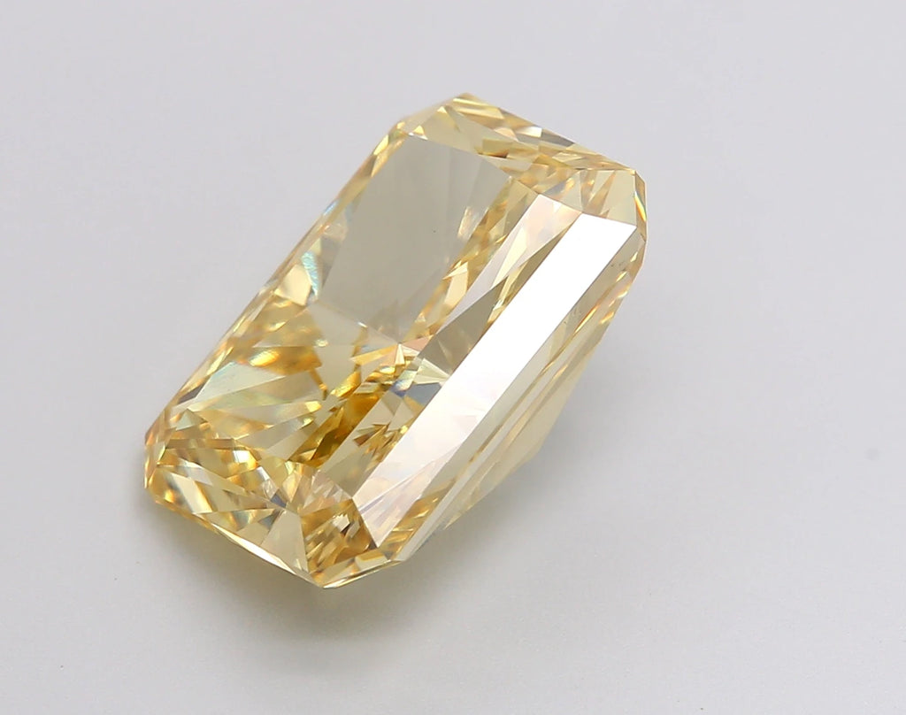8.58 Carat Radiant Fancy Vivid Yellow Colored CVD Lab Grown Diamond High Quality Luxury Jewelry Piece