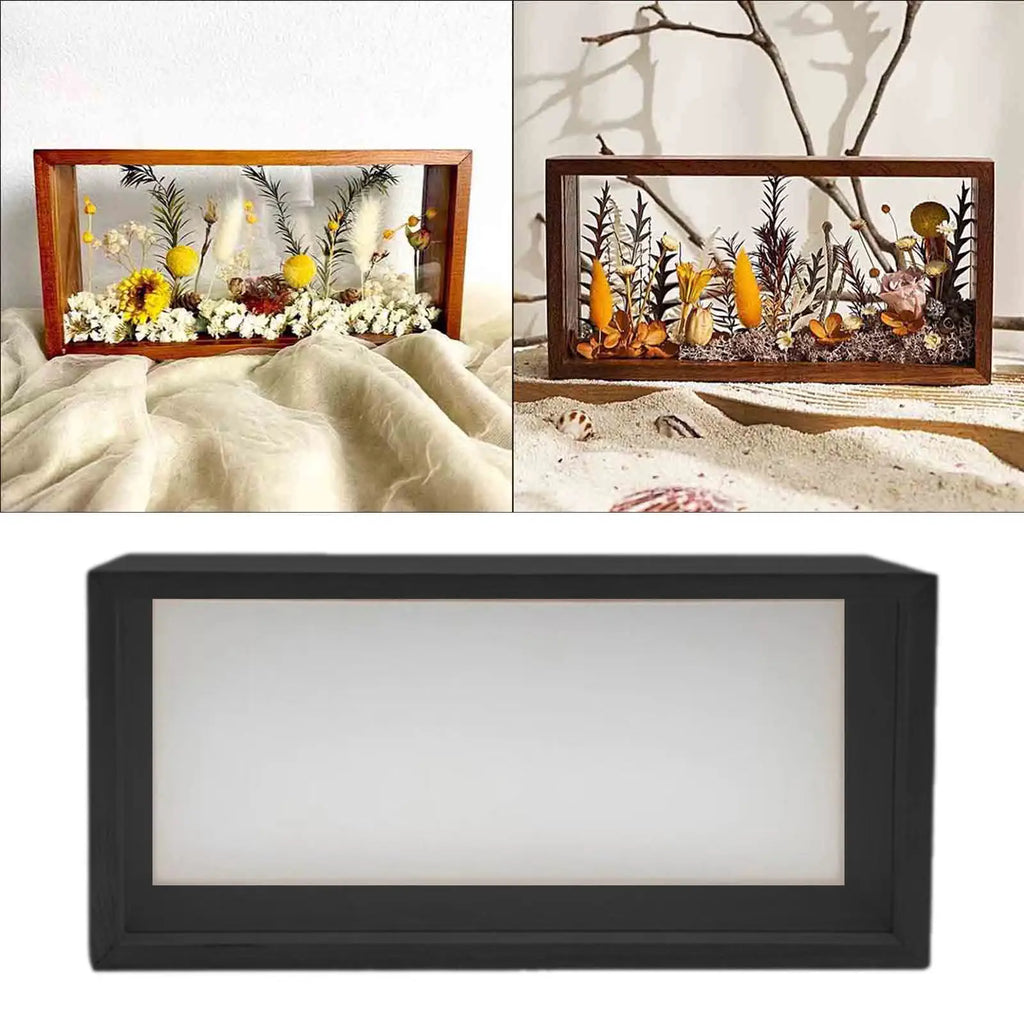 Decorative Floating Shadow Box Photo Frame Dried Flower Display Case Elegant Home Decor Wall Art
