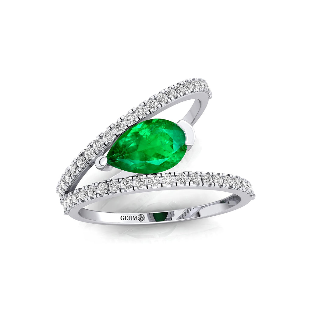 18kt Rose Gold Cocktail Fine Bridal Rings May Birthstone Lab Grown Emerald Gemstone Certified Real Diamonds Rings OEM Jewelry
