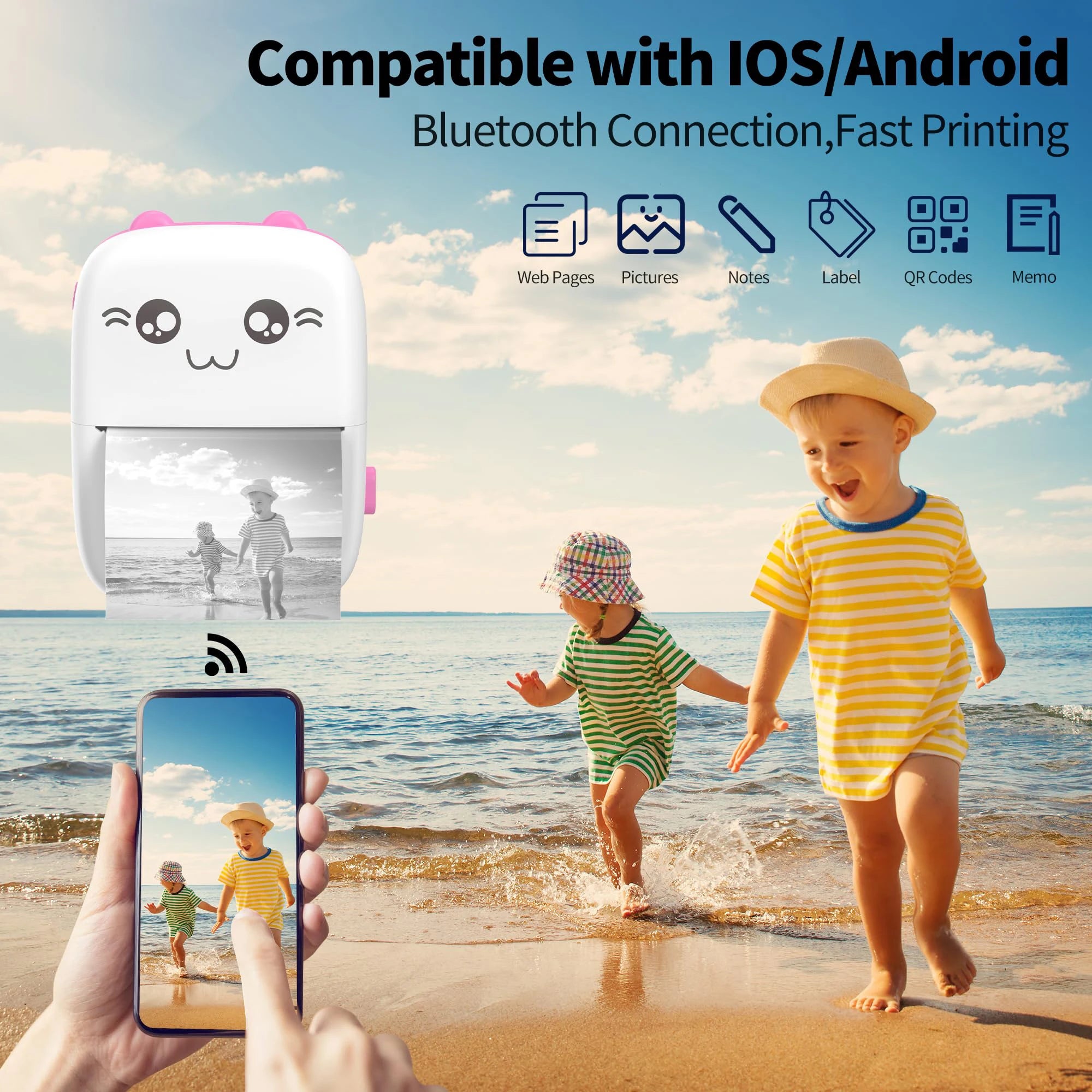 Mini Printer  Portable Thermal Printer HD Pocket Photo Printer With IOS & Android Wireless Photo Printing Tags For Gifts/Home
