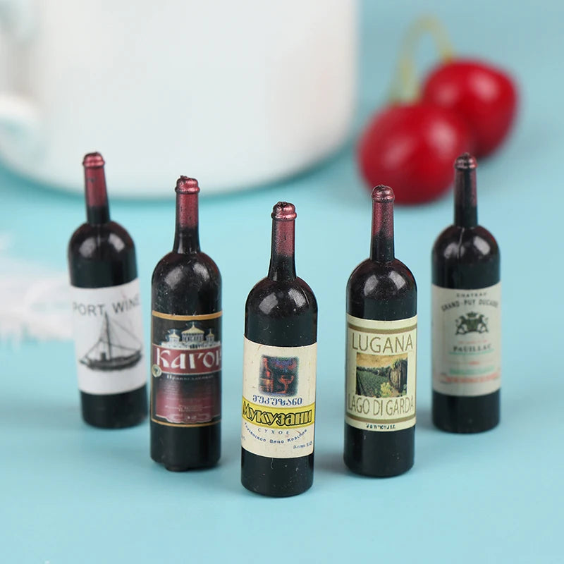 10Pcs/Lot 1/12 Dollhouse Miniature Mini Simulation Wine Bottle Accessories Decor Furniture Model Toys Children Gifts