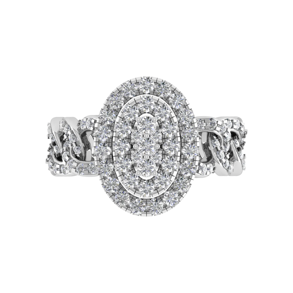 Bold Oval Cluster Diamond Ring Rose Gold Custom Fine Jewelry Chain Link Style Real Natural Stone Engagement Ring Handmade India