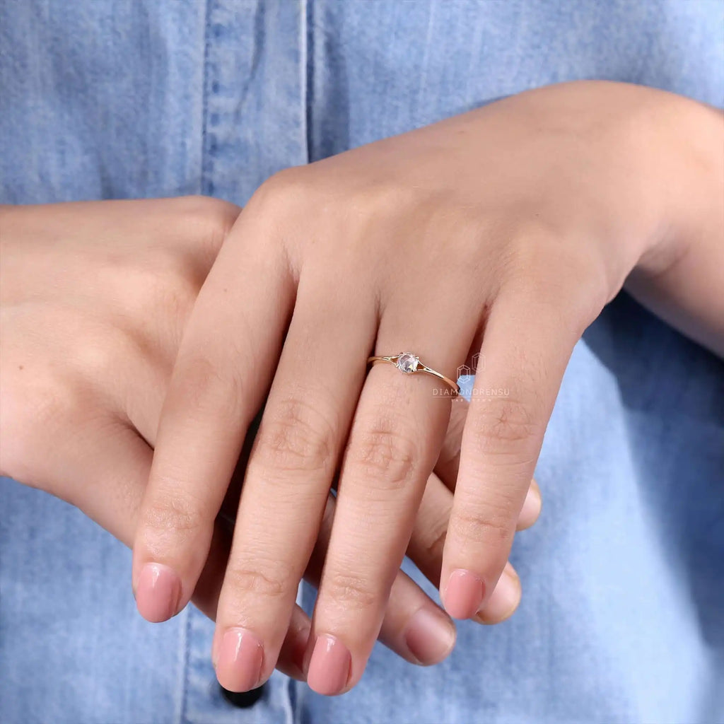 Romantic Gift Customized Classic Unique Lab Grown Diamond Proposal Ring Brilliant Cut 14K Yellow Gold 0.24 Ct Engagement Ring