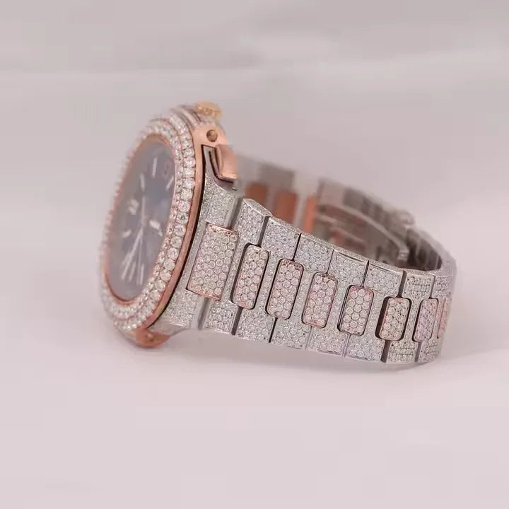 Fancy Vvs1 Men's  Hip Hop Bust Down Iced Out Moissanite Watch Best selling Wholesale Price and Free Shipping Luxury Watch