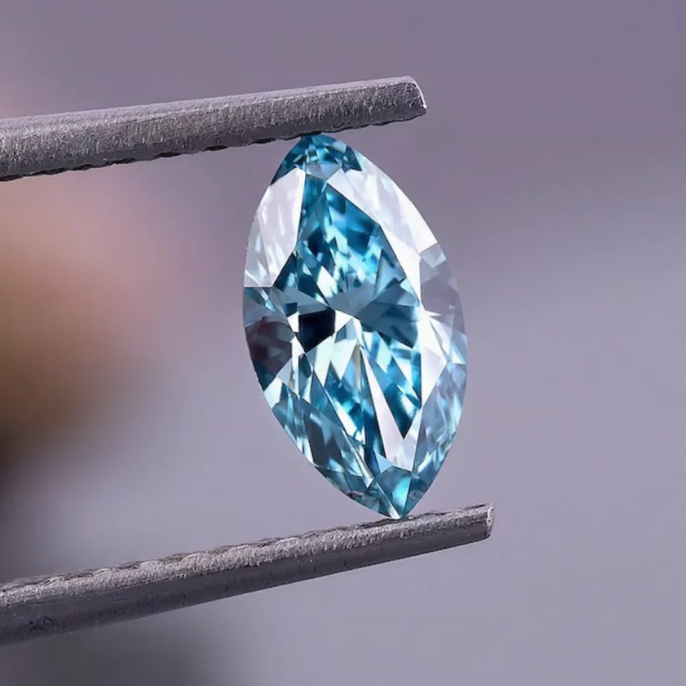 3ct Fancy Vivid Blue Marquise Shape CVD/HPHT Lab Grown Diamond VS Clarity IGI Certified Excellent Cut 10 Moh's Loose Diamond