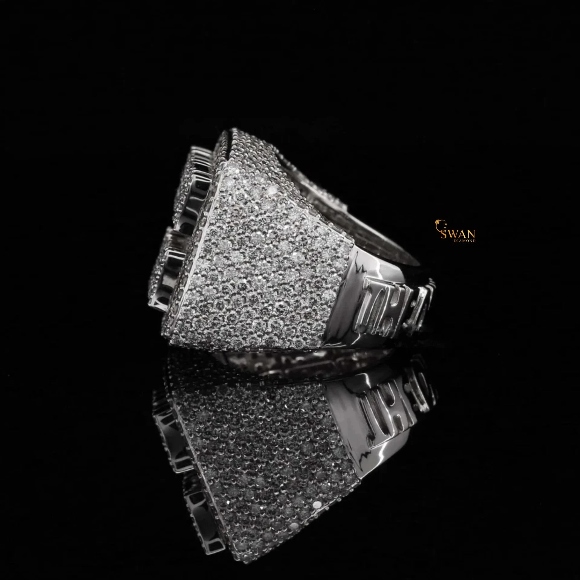 Stylish 10K Solid Gold IGI Certified Lab Grown Diamonds Fully Iced Out Hip Hop Party Ring for Men's Trendy Fashion