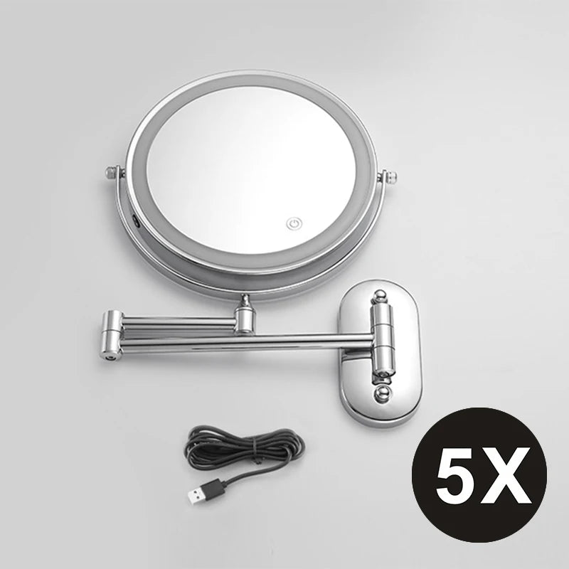 8 Inch Makeup Mirror Gold 3x/5x/7x/10x Magnifying Double Side USB Charging Bathroom 3 Color Light Cosmetic Mirrors