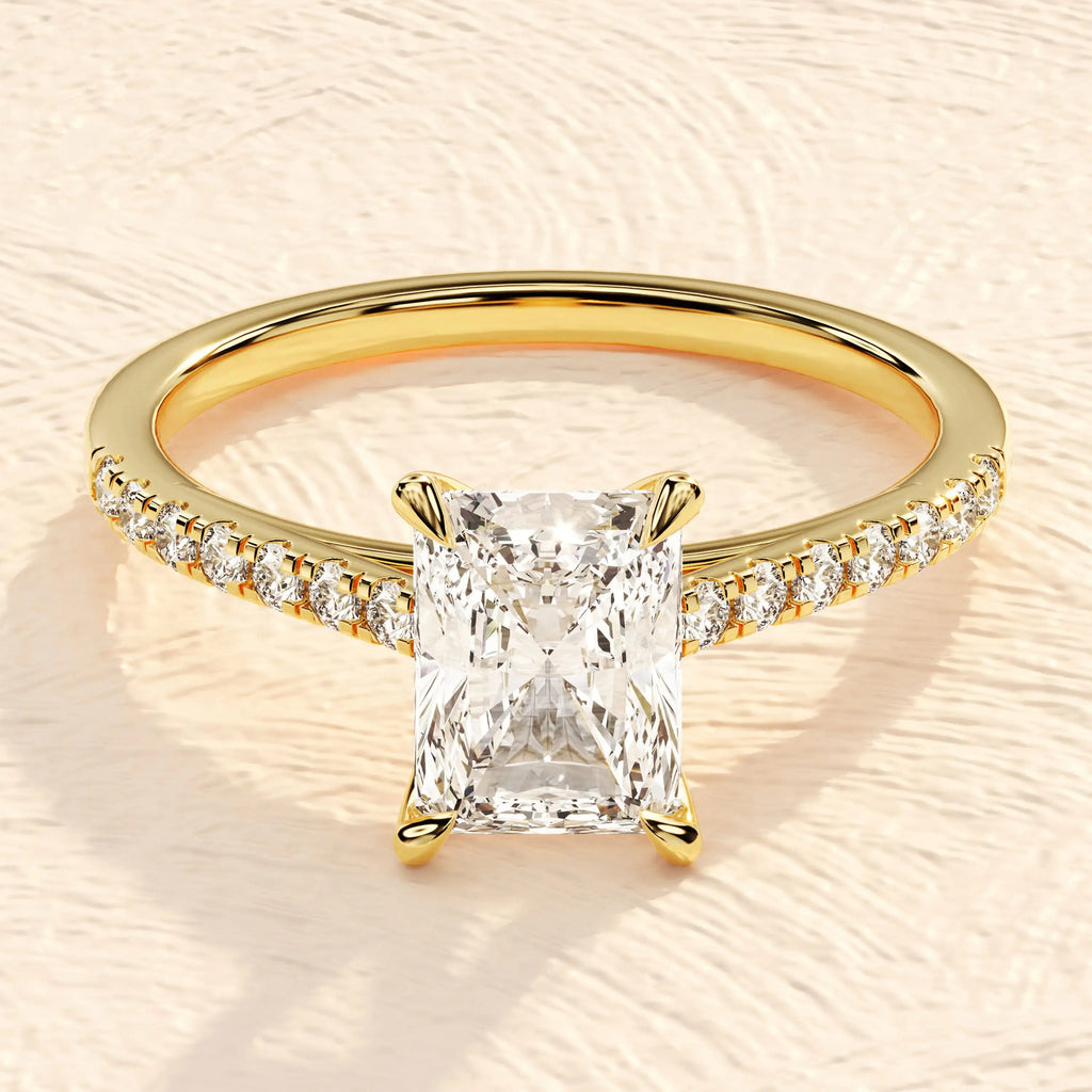 IGI Certified High Quality Silver Plated Emerald Cut VVS Moissanite Diamond Ring Vintage Style for Men Women's Weddings