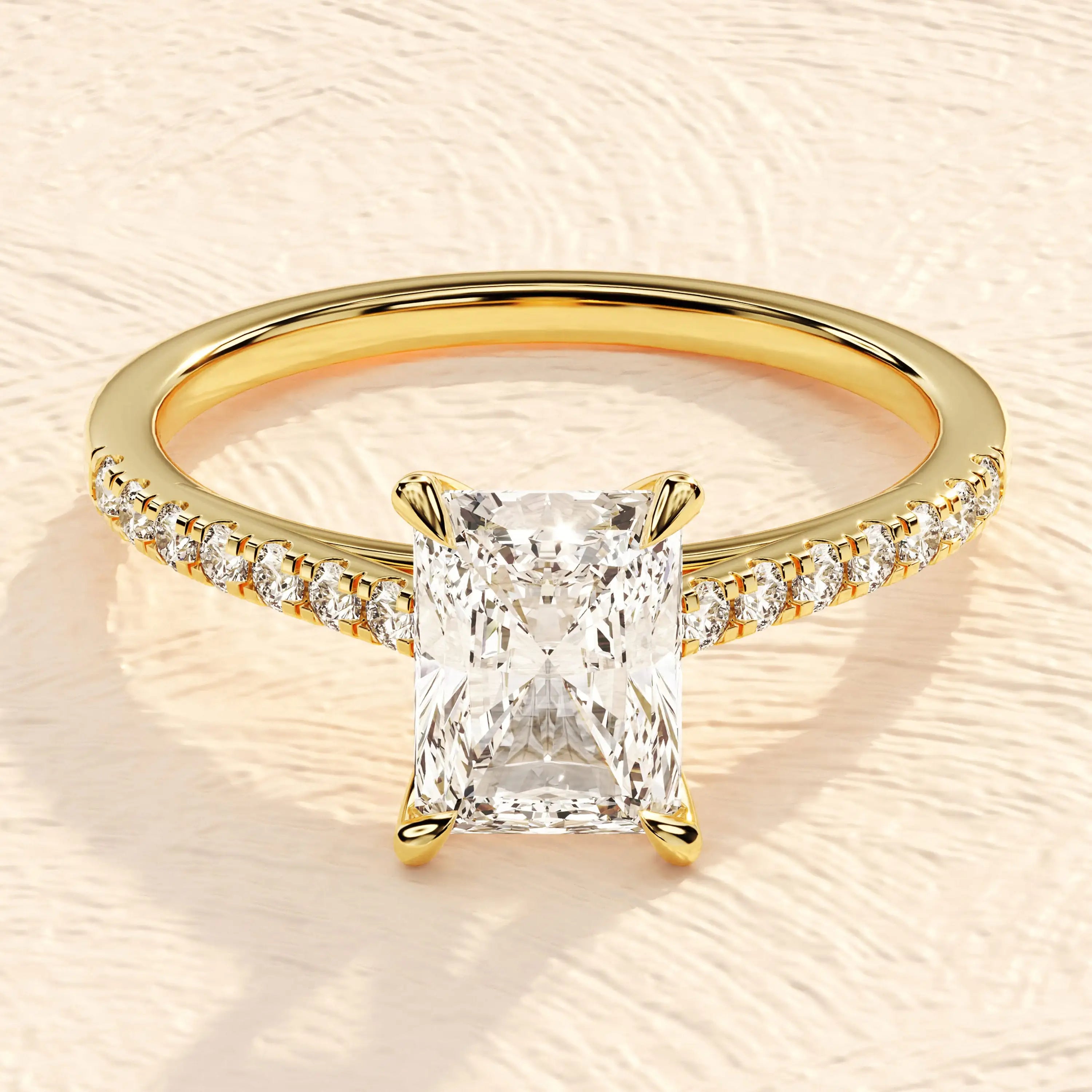IGI Certified High Quality Silver Plated Emerald Cut VVS Moissanite Diamond Ring Vintage Style for Men Women's Weddings
