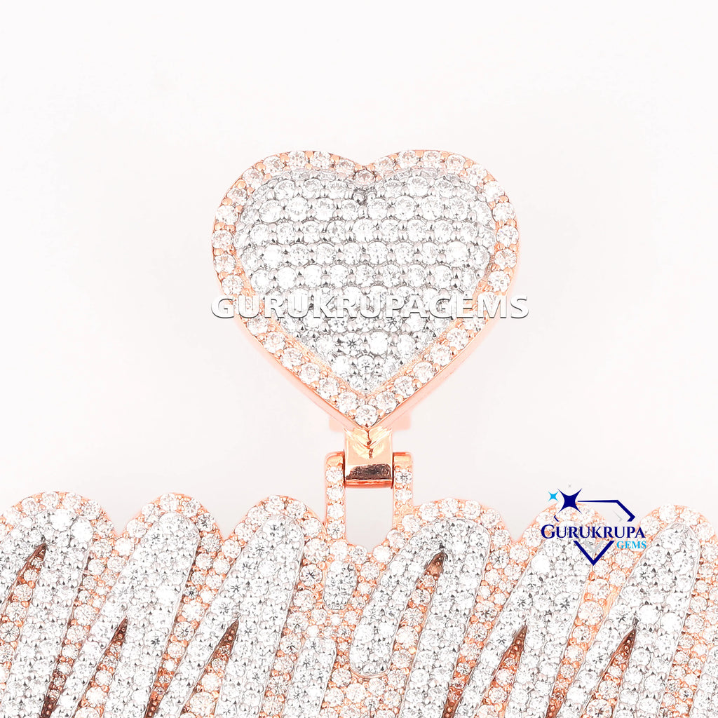 Trendy Hip Hop Name Pendant Custom Lab Grown Diamond 925 Sterling Silver Iced Out Heart Bail Design Pendant For Unisex