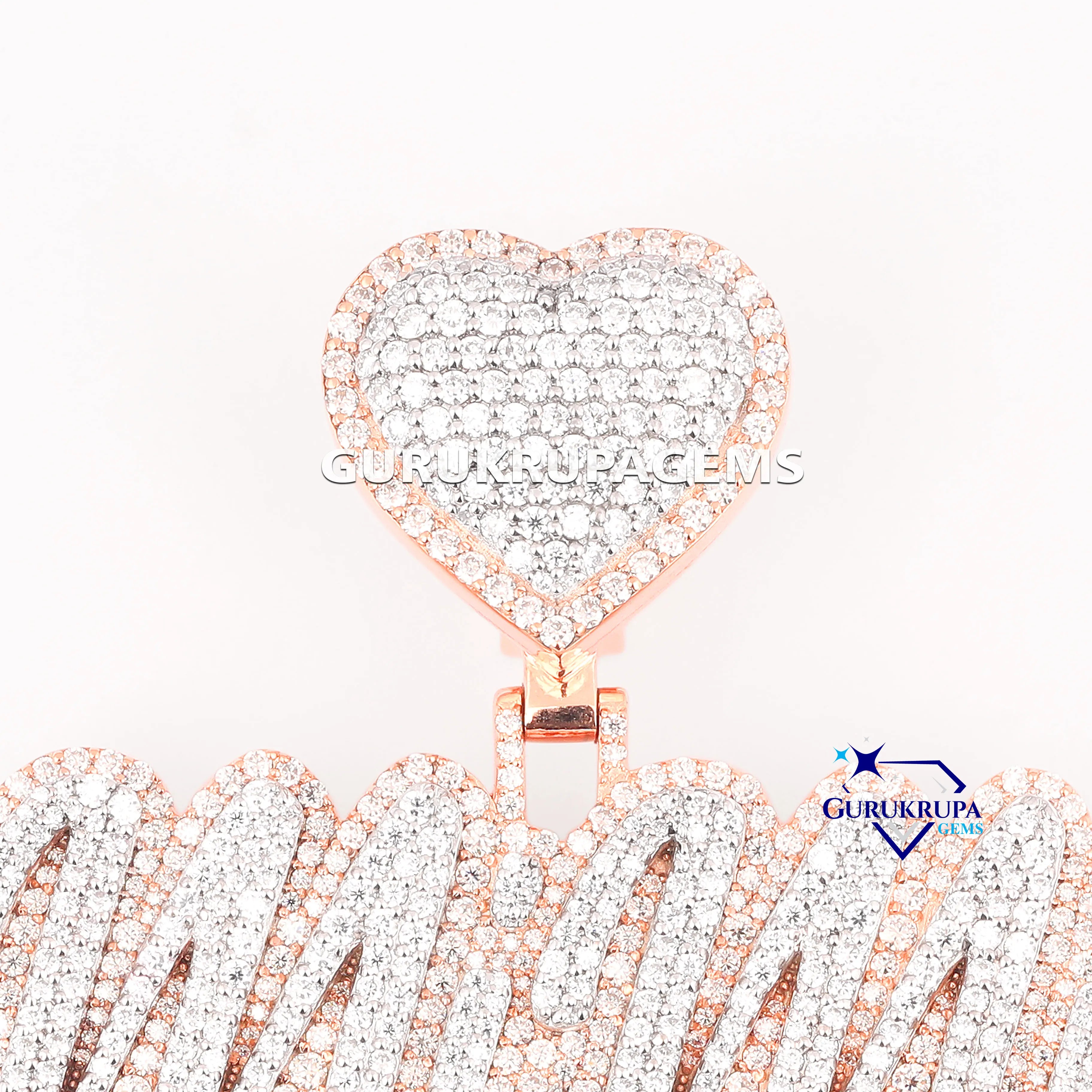 Trendy Hip Hop Name Pendant Custom Lab Grown Diamond 925 Sterling Silver Iced Out Heart Bail Design Pendant For Unisex