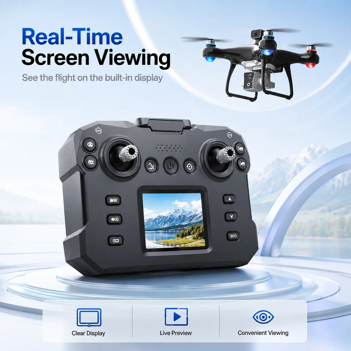 4K Dual Camera RC Drone With Screen Remote & Obstacle Avoidance