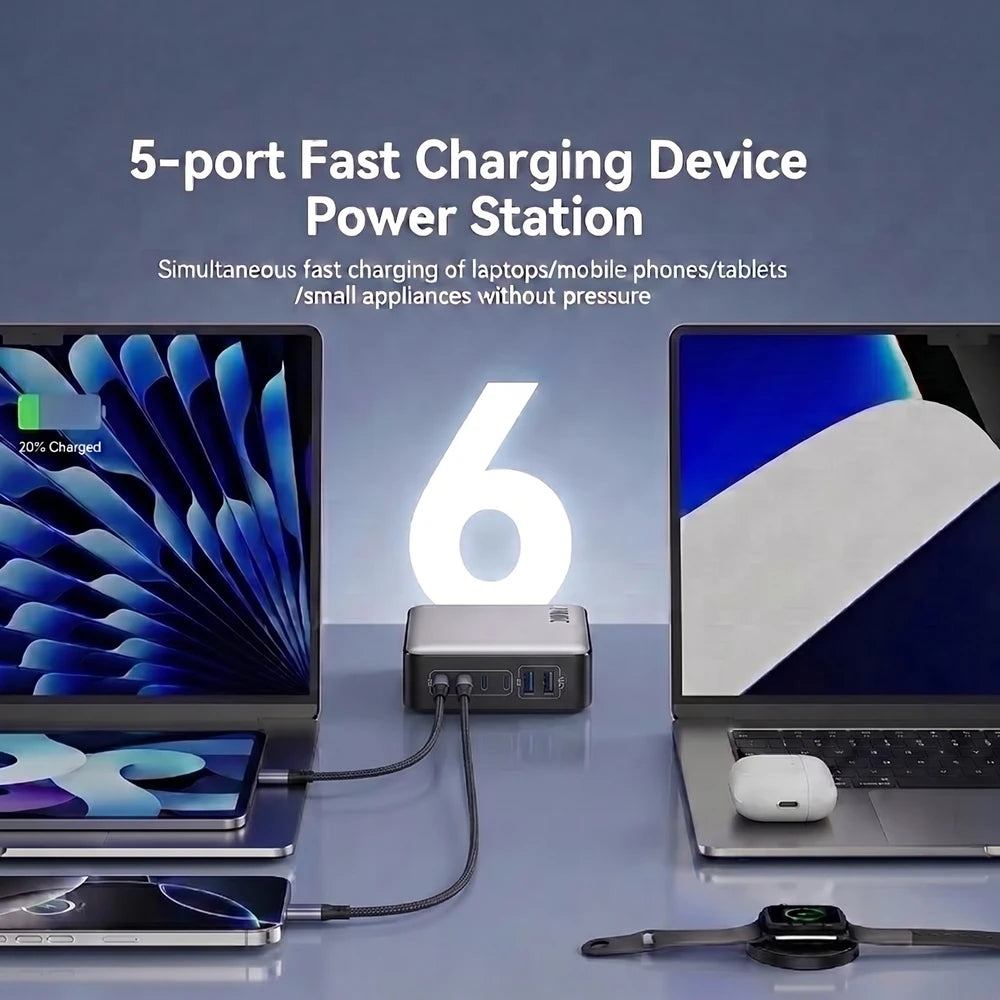 200W GaN USB-C Charger Hub – 6-Port Fast Charging