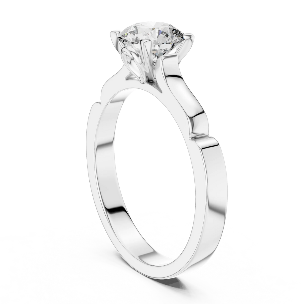 Wholesale 1ct Lab Grown Diamond Ring | 925 Sterling Silver | EF-VS1-2 | 4 Triangle Prongs Round Diamonds | Customizable Ring
