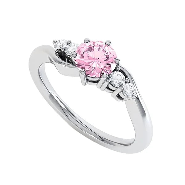 Pink Diamond Round Brilliant Cut Lab Grown IGI Certified White Gold Colored VS1-2 Clarity Excellent Polish Women's Mohs 10